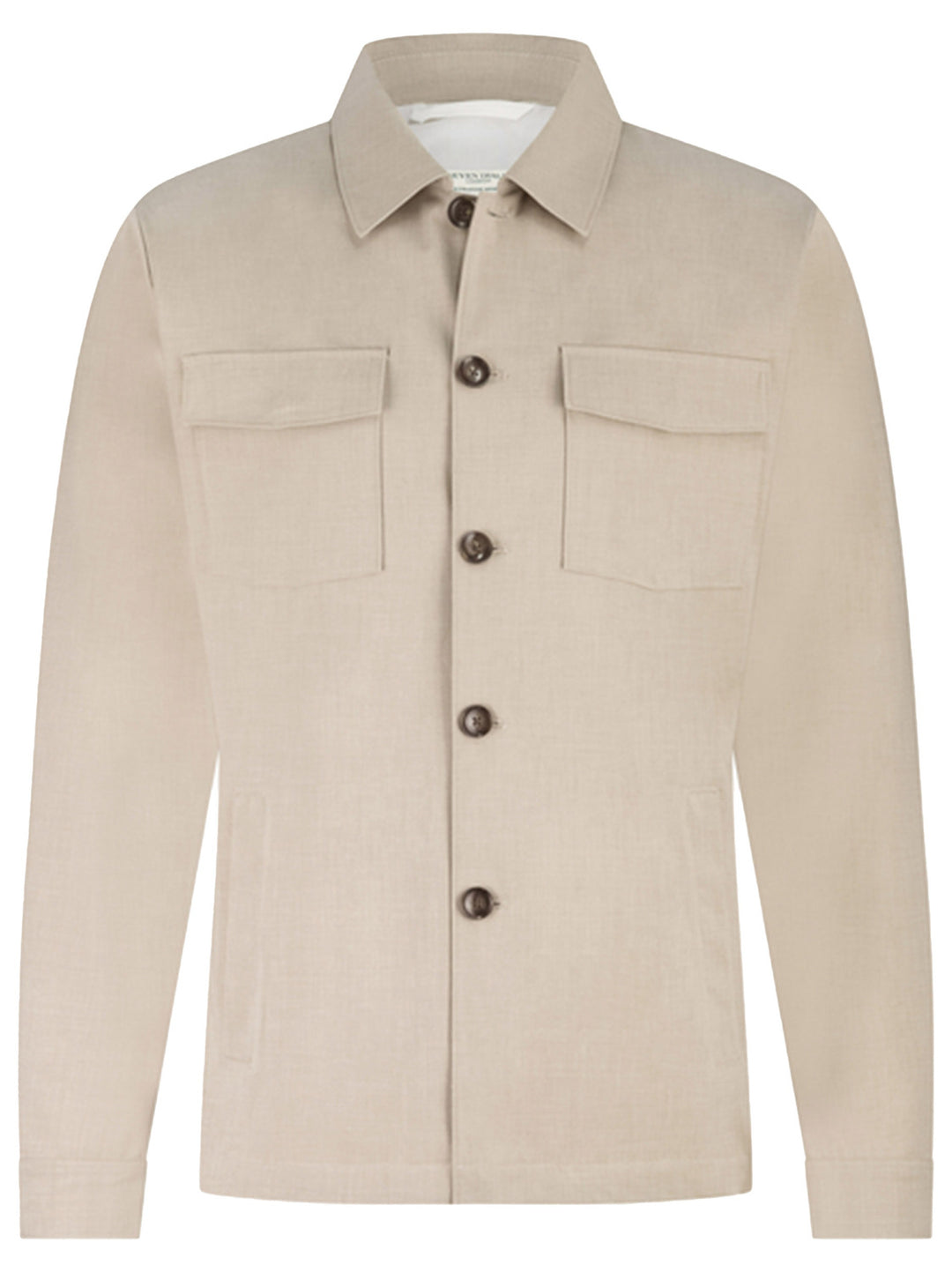Het Seven Dials Ronan overshirt – Beige-66% polyester, 28% viscose, 6% elastaan-HEREN SHIRTS-Beige