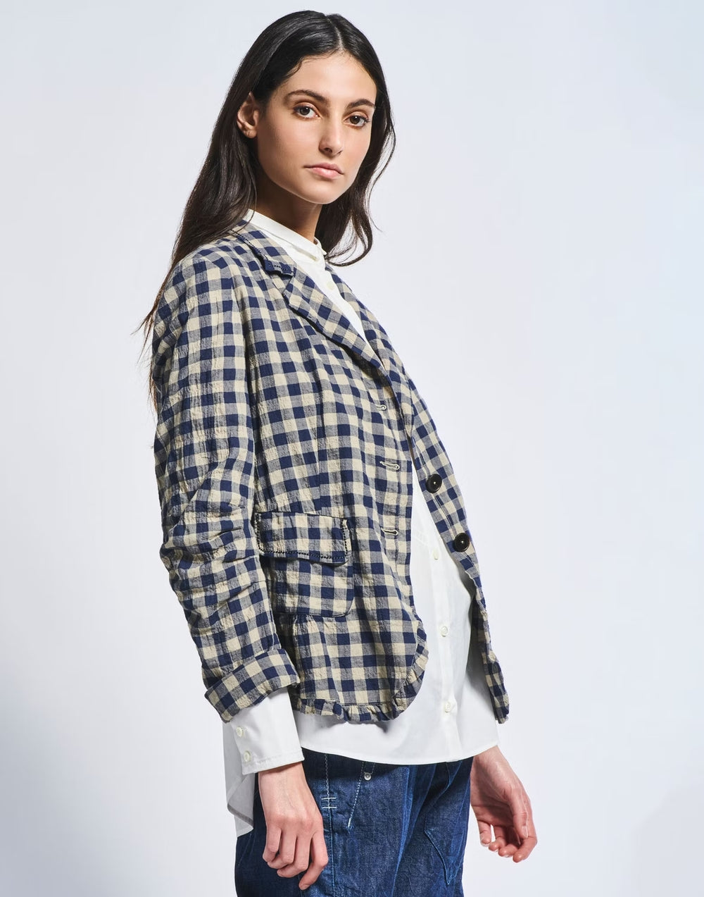 HIGH blazer DU JOUR-98% Katoen<br />2% Elastaan-DAMES BLAZERS & GILETS-Beige