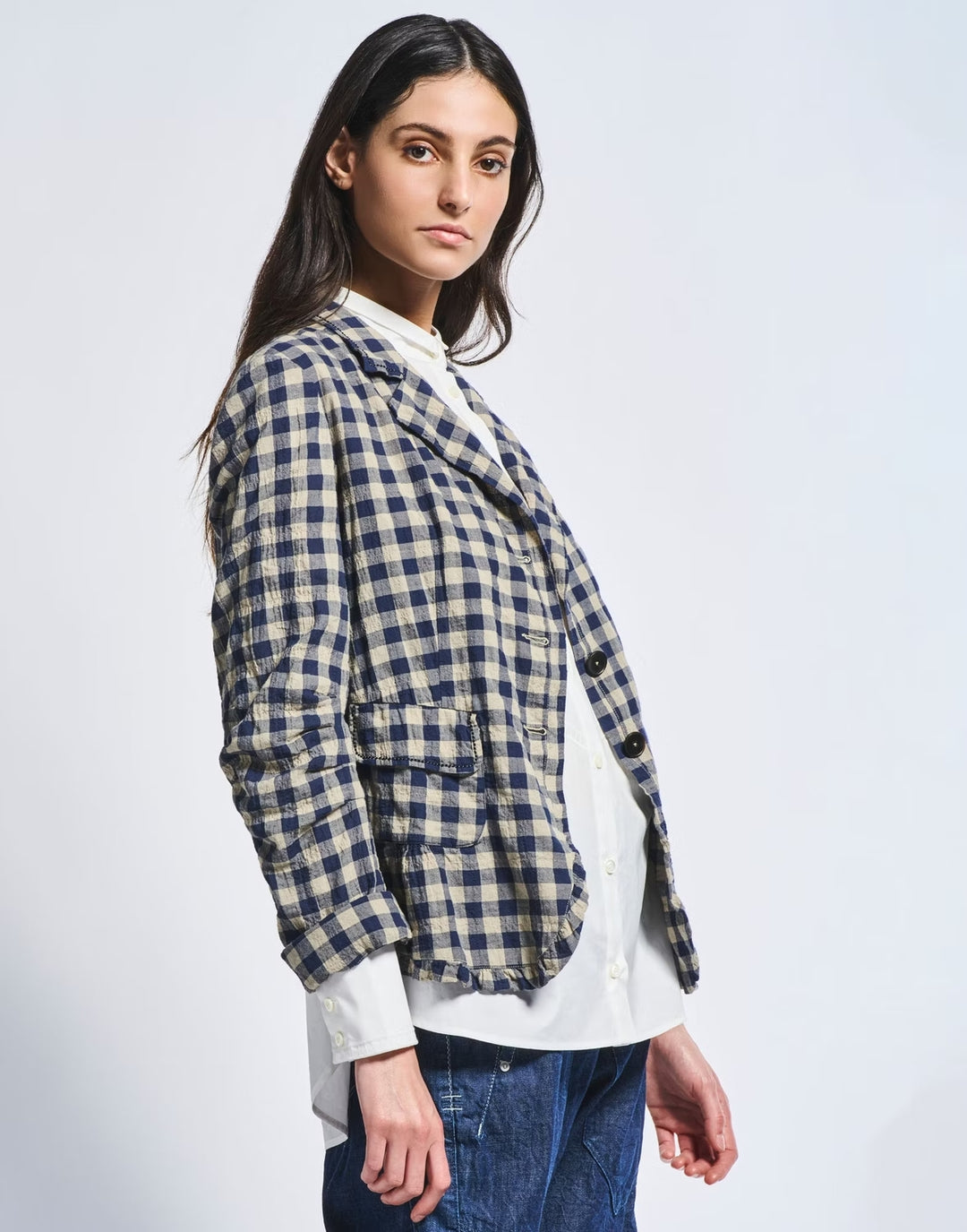 HIGH blazer DU JOUR-98% Katoen<br />2% Elastaan-DAMES BLAZERS & GILETS-Beige