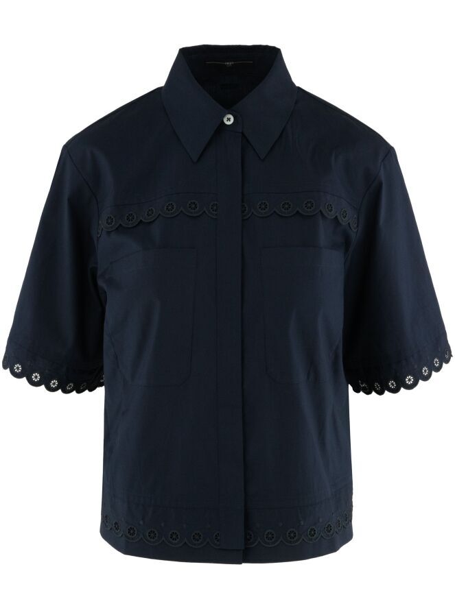 HIGH blouse korte mouw CATCHPHRASE-100% katoen-DAMES TOPS & BLOUSES-Blauw