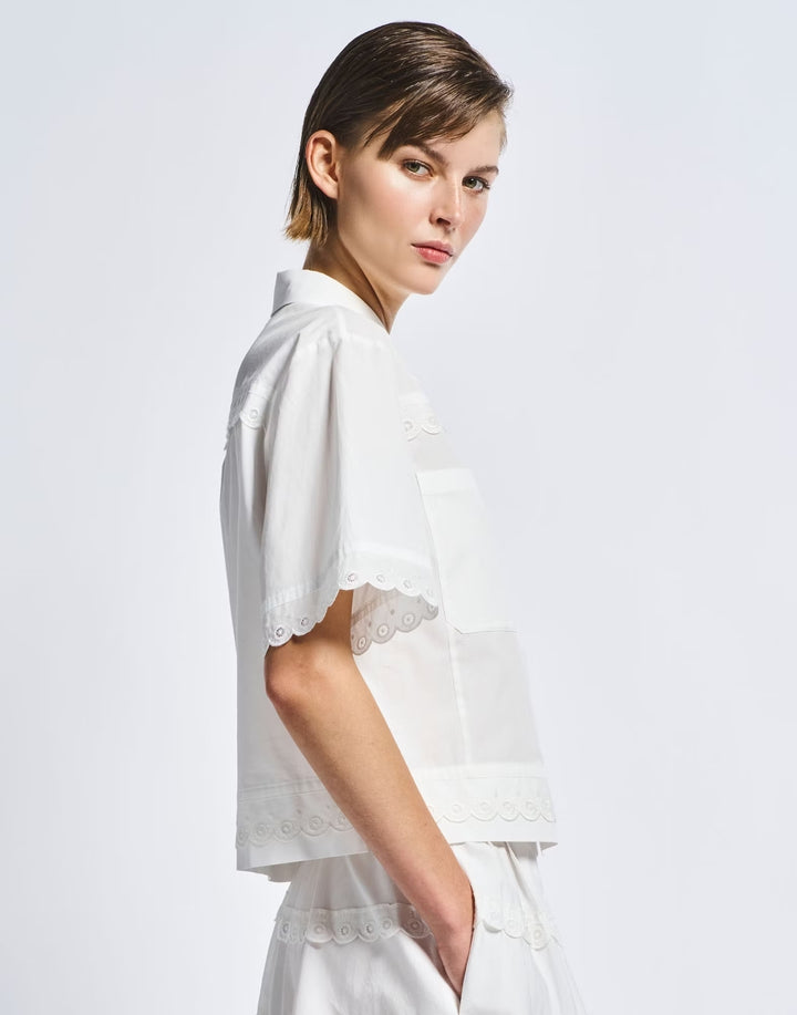 HIGH blouse korte mouw CATCHPHRASE-100% katoen-DAMES TOPS & BLOUSES-Wit