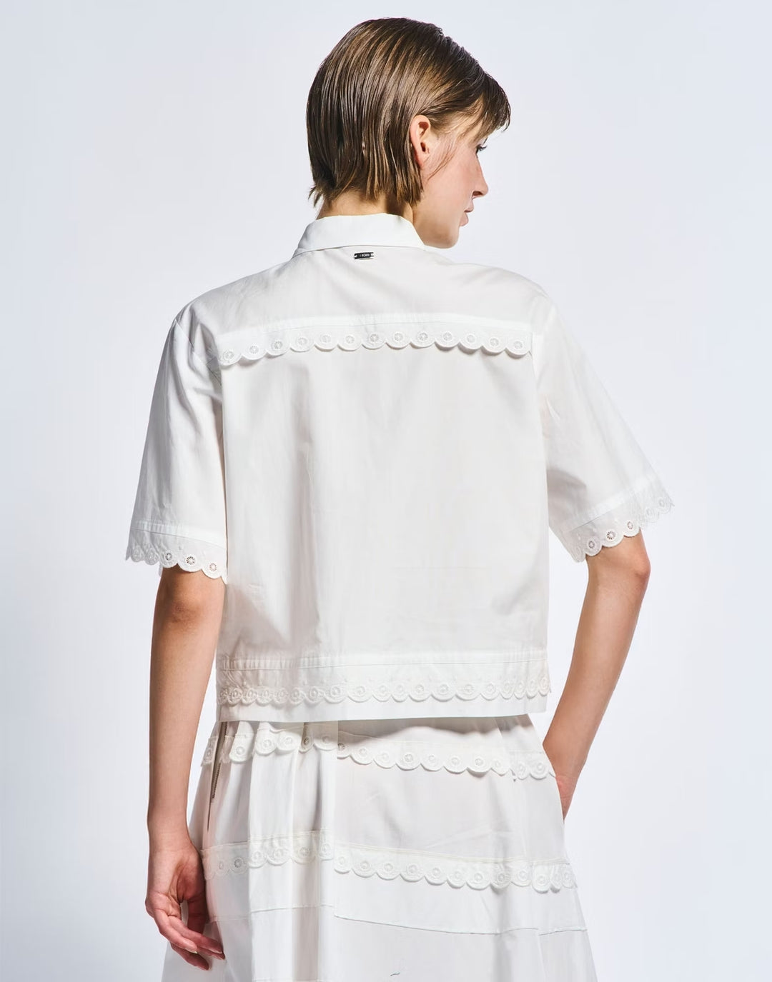 HIGH blouse korte mouw CATCHPHRASE-100% katoen-DAMES TOPS & BLOUSES-Wit