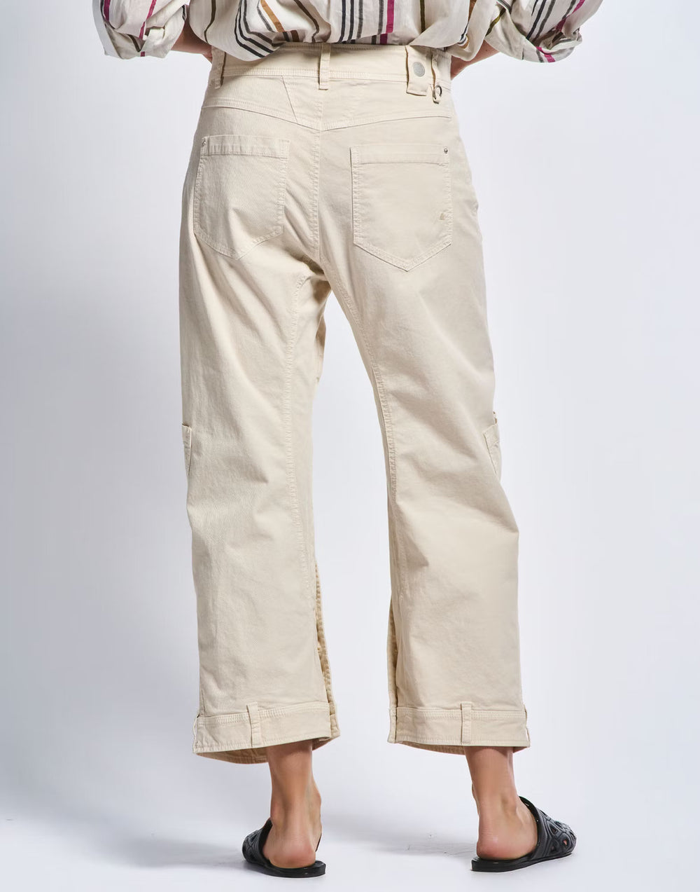 HIGH bootcut broek HASTEN-97% KATOEN 3% ELASTAAN-DAMES BROEKEN-Beige