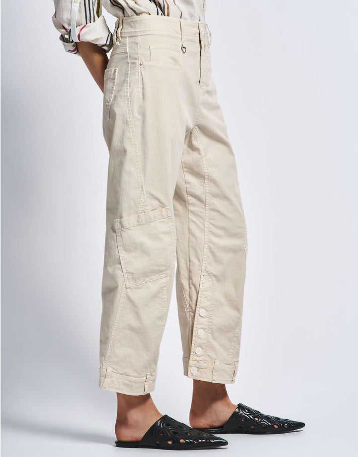 HIGH bootcut broek HASTEN-97% KATOEN 3% ELASTAAN-DAMES BROEKEN-Beige