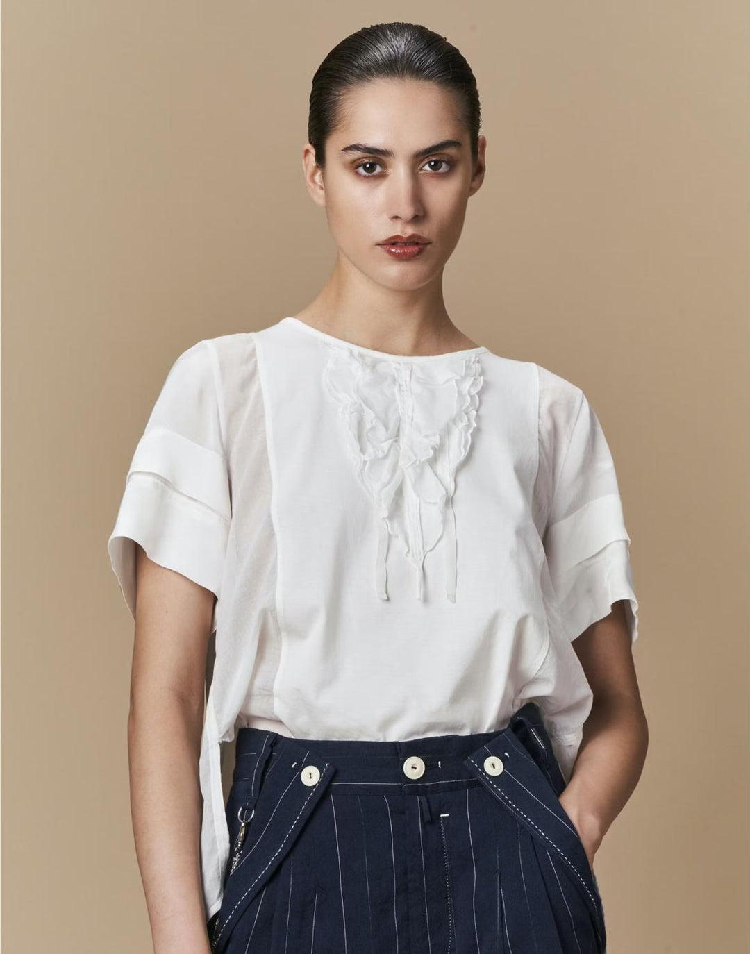 HIGH Fritillery top wit-100% katoen-DAMES TOPS & BLOUSES-Wit