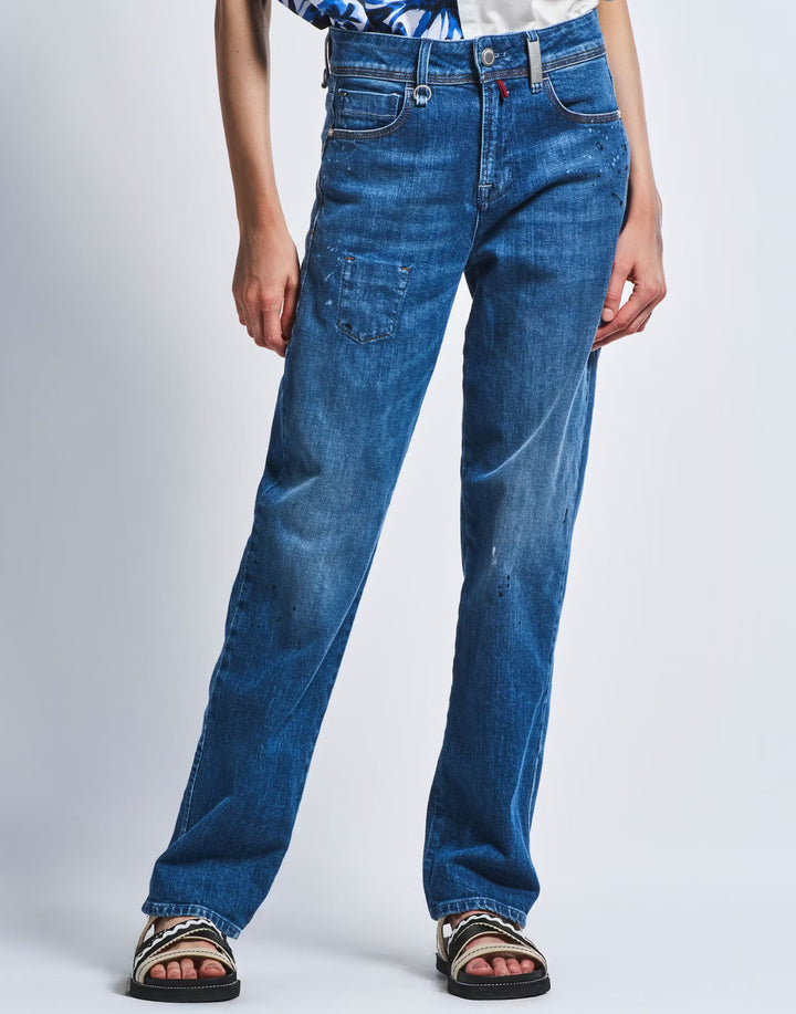 HIGH jeans PROTEST-98% KATOEN 2% ELASTAAN-DAMES BROEKEN-Blauw