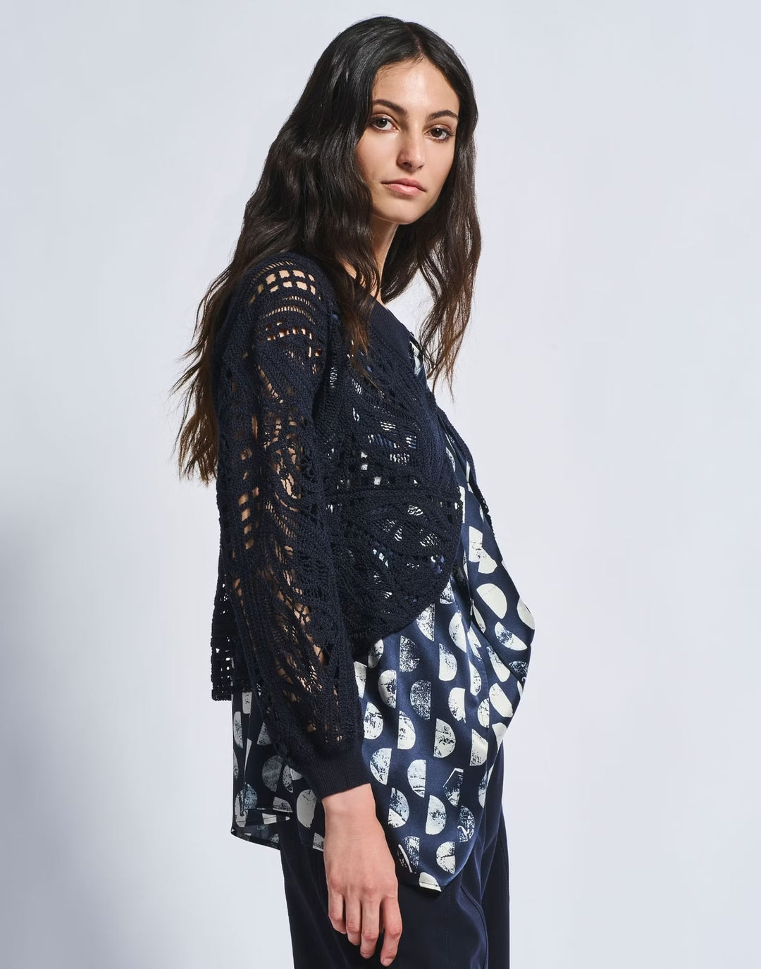 HIGH vestje APPEAL in navy-90% Lyocell<br />10% Zijde-DAMES TRUIEN & VESTEN-Blauw