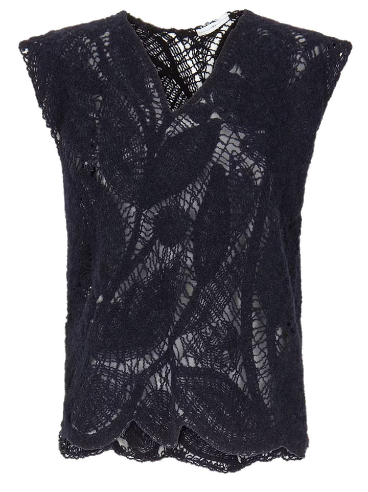 HIGH wollen mouwloze trui WINK-Fabric: 40%NYLON 30%WOOL 30%ALPACA-DAMES TRUIEN & VESTEN-Blauw