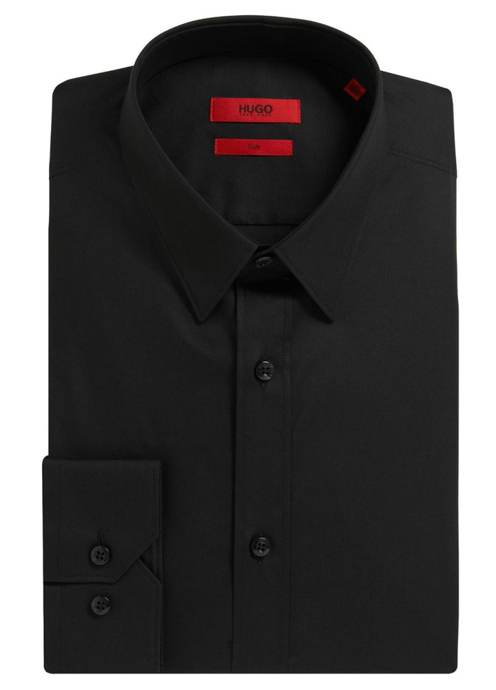 HUGO Elisha 02 overhemd-95% katoen, 5% elastaan-HEREN SHIRTS-Zwart