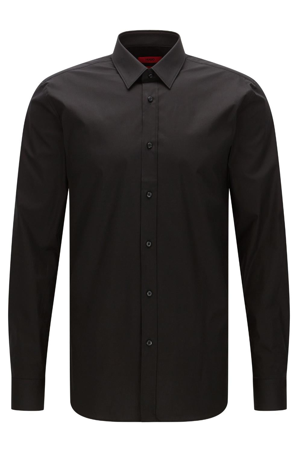 HUGO Elisha 02 overhemd-95% katoen, 5% elastaan-HEREN SHIRTS-Zwart