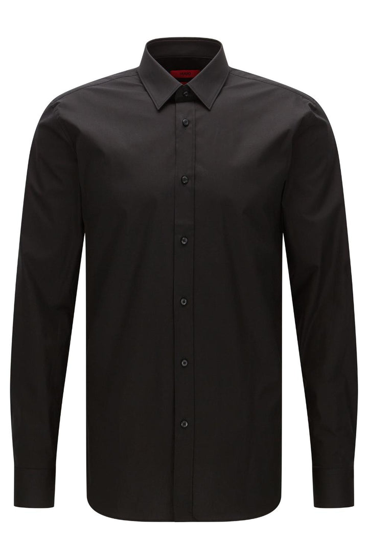 HUGO Elisha 02 overhemd-95% katoen, 5% elastaan-HEREN SHIRTS-Zwart