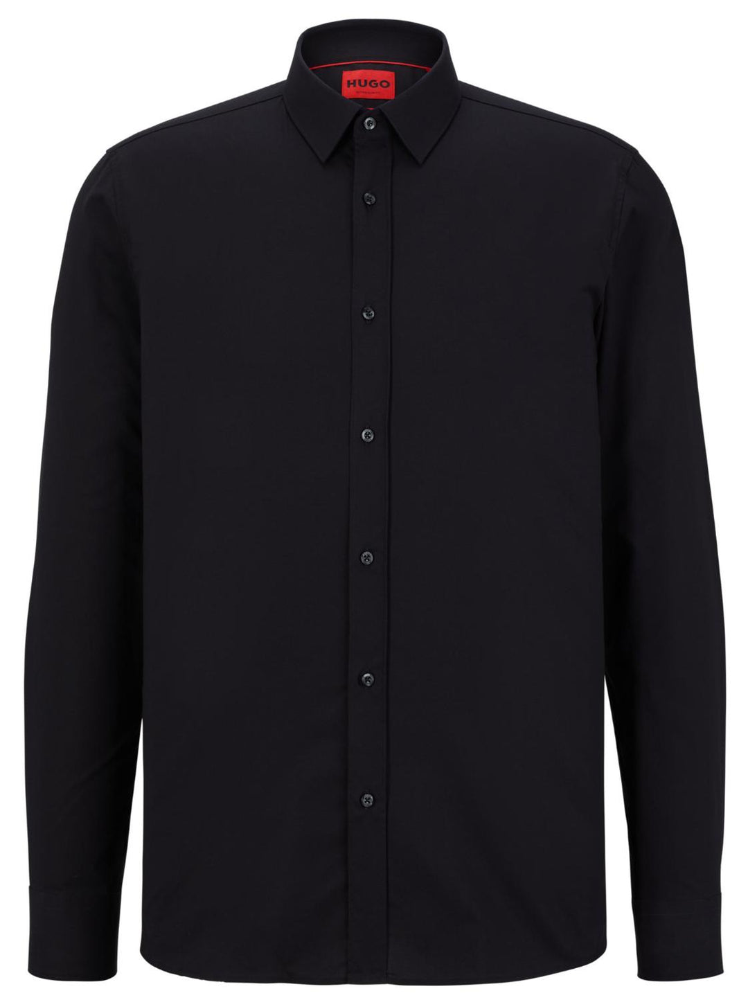 HUGO Elisha 02 overhemd-98% katoen, 2% elastaan-HEREN SHIRTS-Zwart