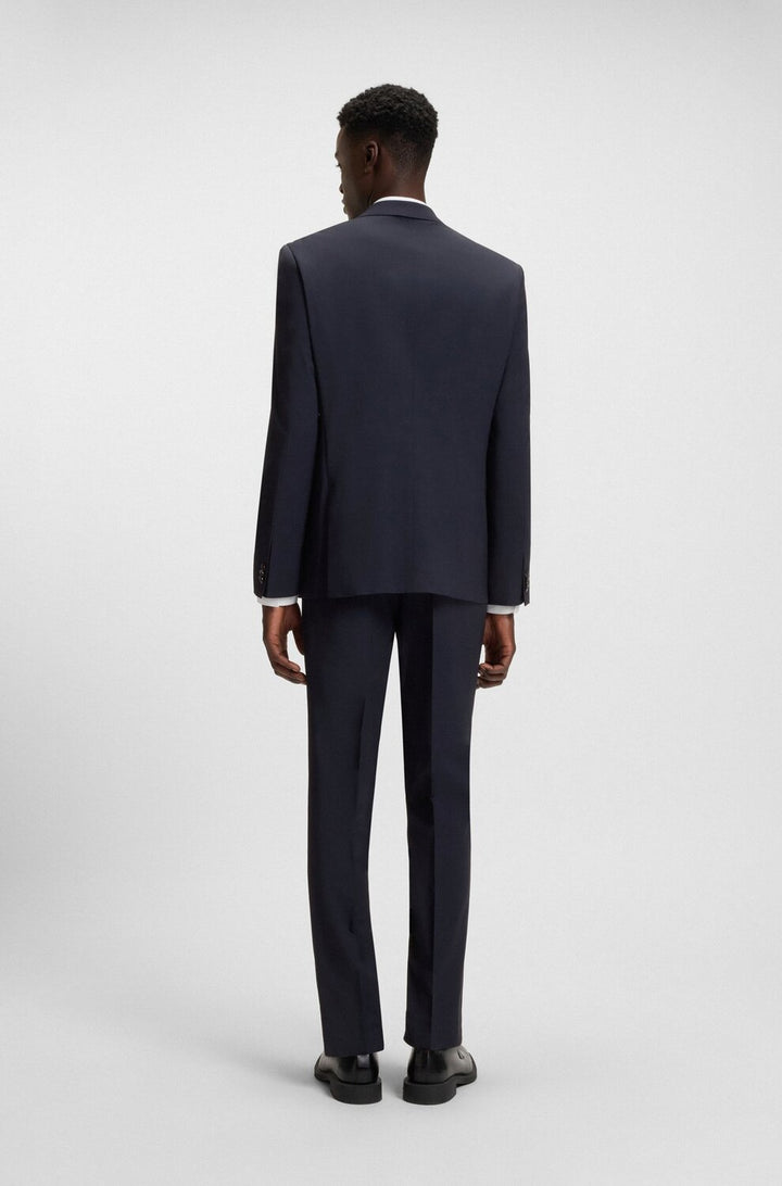 HUGO Essential Navy Colbert – Slim Fit-60% wol, 36% polyester, 4% elasthaan-HEREN PAKKEN & COLBERTS-Blauw