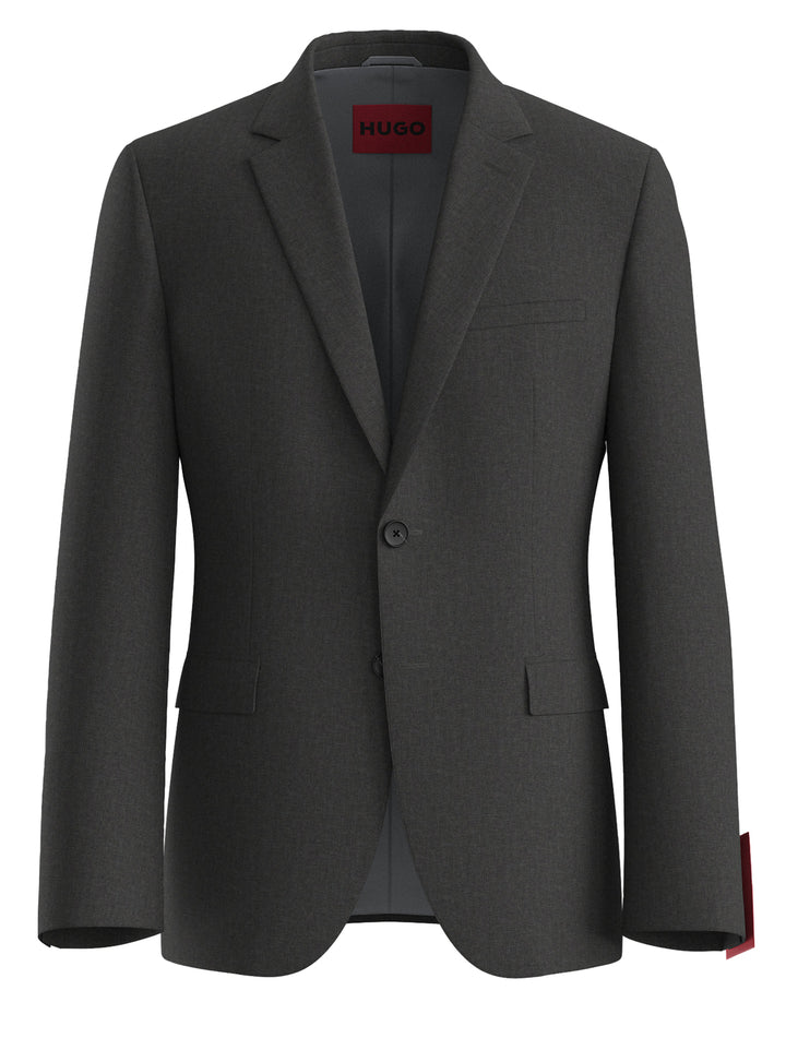 HUGO Extra Slim Blazer – Antraciet-60% wol, 36% polyester, 4% elasthaan-HEREN PAKKEN & COLBERTS-Antraciet