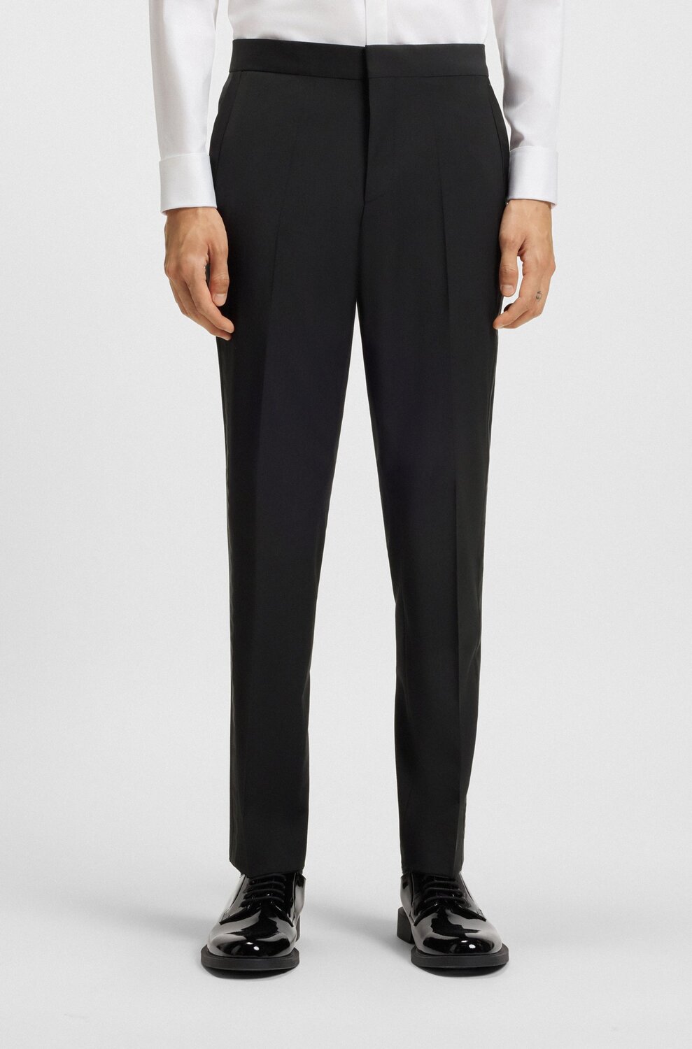 HUGO – Extra Slim Fit Smoking Pantalon Zwart-HEREN GELEGENHEIDSKLEDING-Zwart