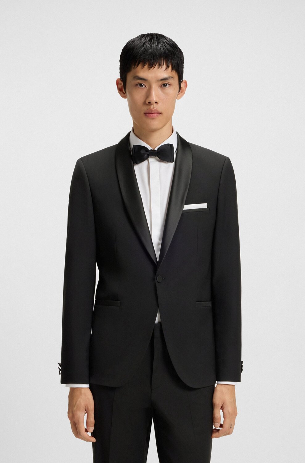 HUGO – Extra Slim-Fit Smokingjasje Zwart-HEREN GELEGENHEIDSKLEDING-Zwart