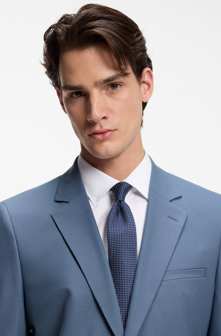 HUGO Extra Slim Fit Tweedelig Pak – Blauw-51% wol, 44% polyester, 5% elasthaan-HEREN PAKKEN & COLBERTS-Blauw