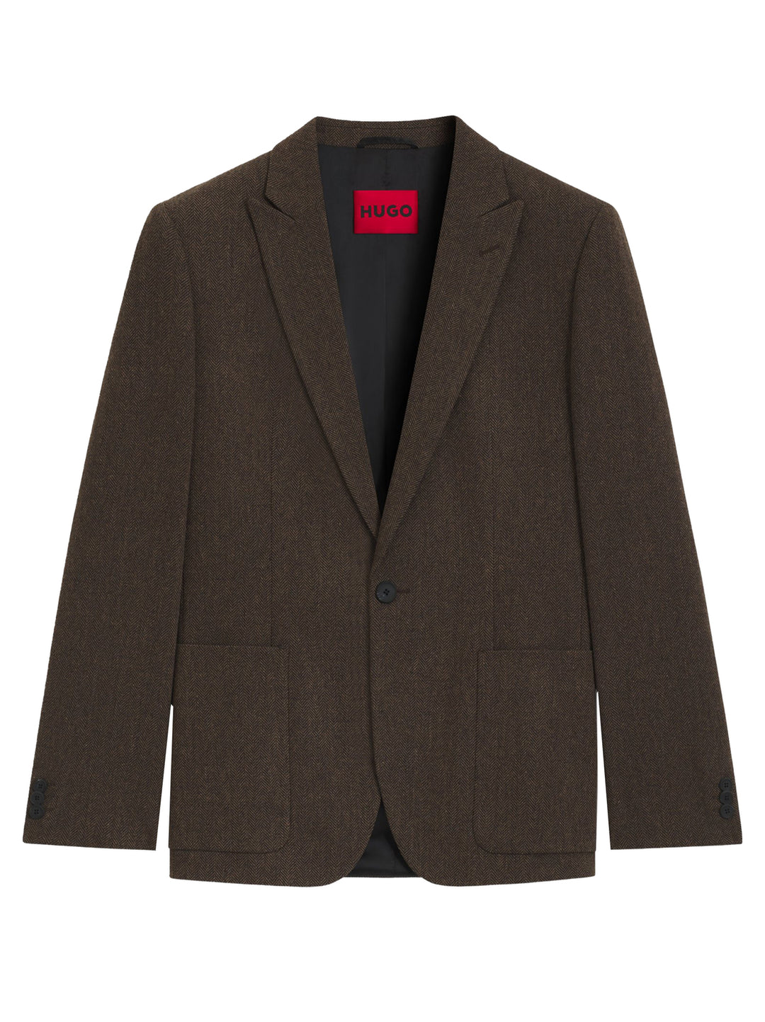 Hugo Herringbone Colbert – Bruin-48% wol, 28% katoen, 12% polyamide, 10% polyester, 2% andere fibres-HEREN PAKKEN & COLBERTS-Bruin