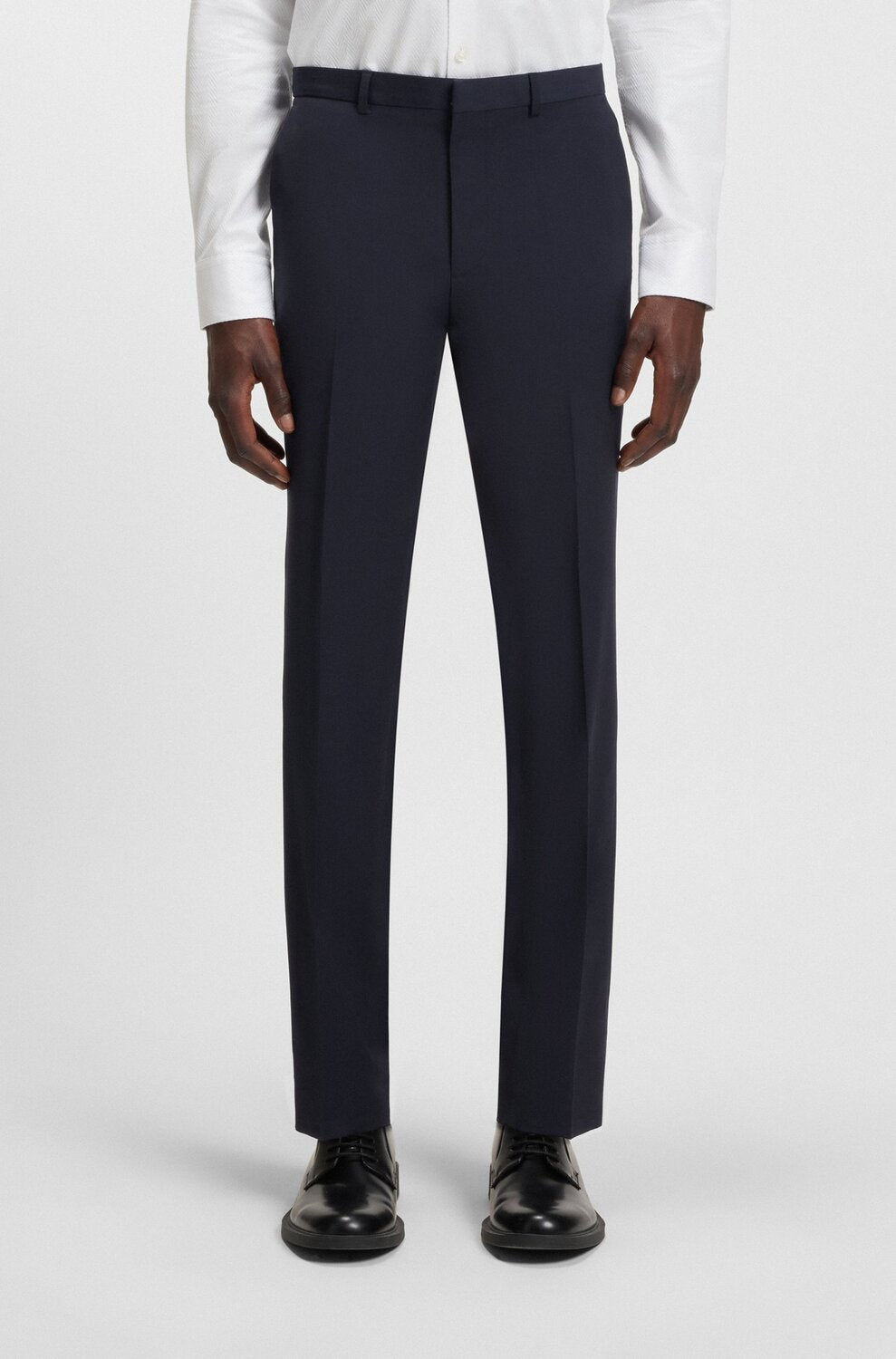 HUGO Mix & Match Pantalon – Blauw-60% wol, 36% polyester, 4% elasthaan-HEREN PAKKEN & COLBERTS-Blauw