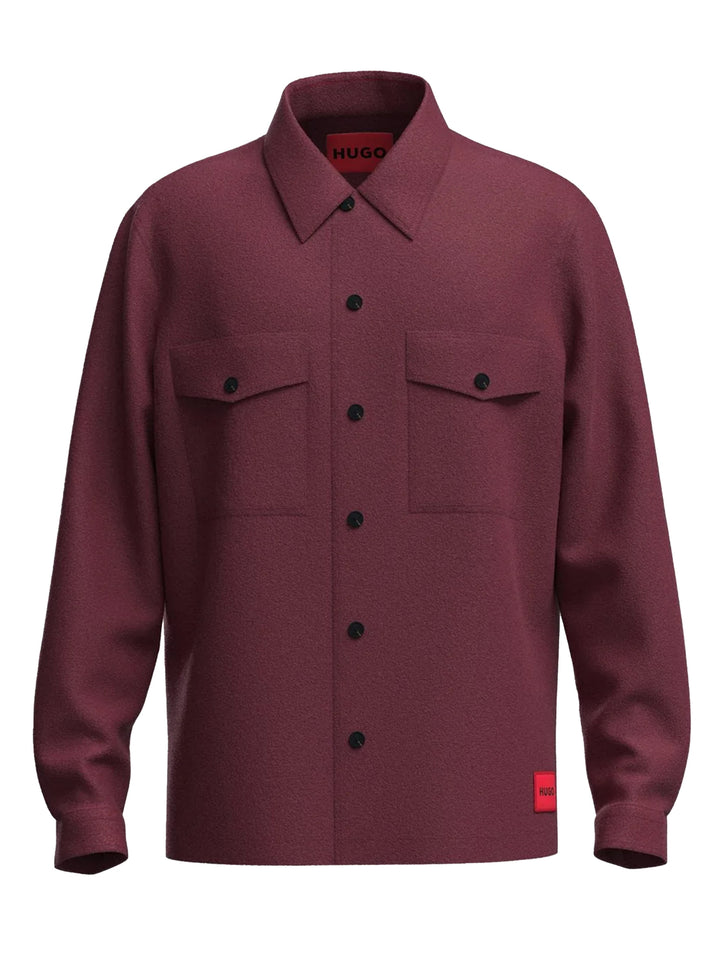HUGO overshirt ENALU-95% polyester, 5% wol-HEREN SHIRTS-Rood