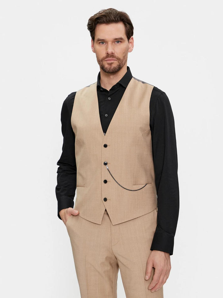 HUGO pak-53% polyester, 43% wol, 4% elasthaan-HEREN PAKKEN & COLBERTS-Beige