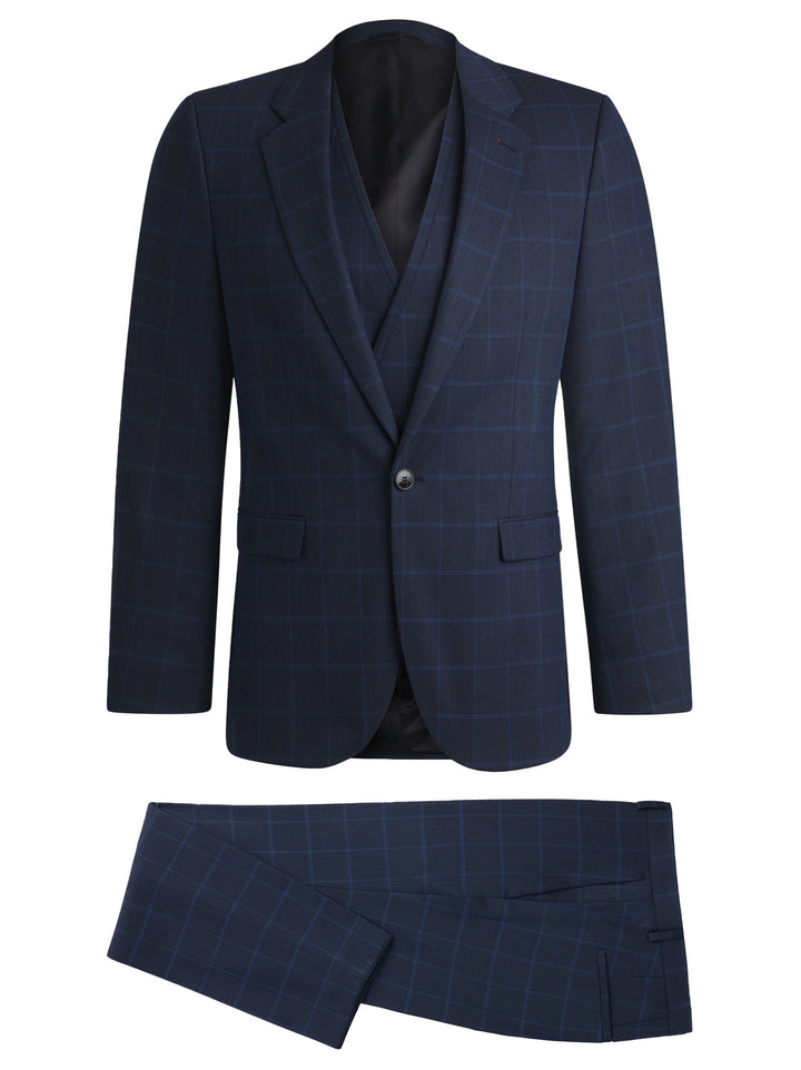 HUGO pak Arti/Hesten 242V1X-42% Scheurwol<br />34% Viscose<br />23% Polyester<br />1% Elastaan-HEREN PAKKEN & COLBERTS-Bl