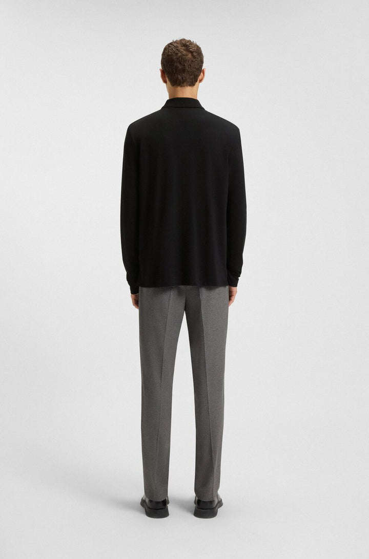 HUGO Polo Lange Mouw – Zwart-100% katoen-HEREN POLO'S & T-SHIRTS-Zwart