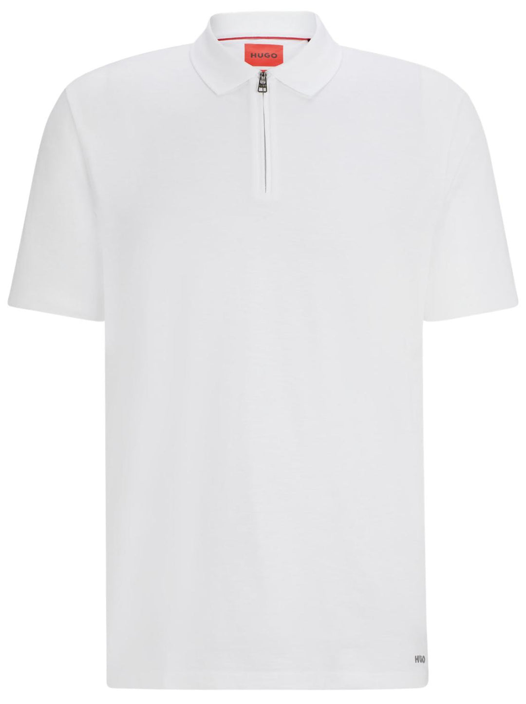 HUGO polo met rits DEKOK233-56% katoen, 35% polyester, 9% elasthaan-HEREN POLO'S & T-SHIRTS-Wit