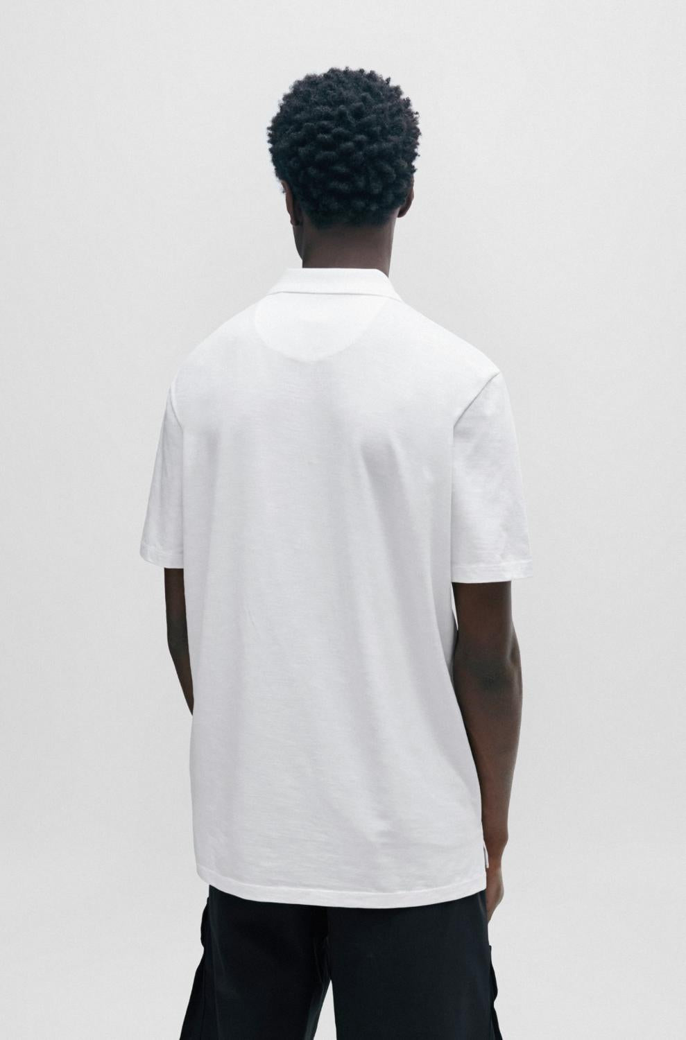 HUGO polo met rits DEKOK233-56% katoen, 35% polyester, 9% elasthaan-HEREN POLO'S & T-SHIRTS-Wit