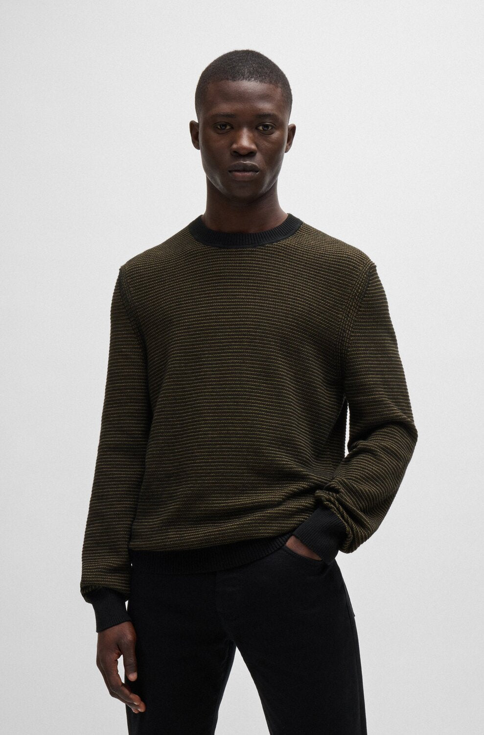 HUGO pullover Aturn wolblend strepen -Gemaakt van 47% nylon, 41% wol, 10% polyacryl, 1% stretch en 1% alpaca-HEREN TRUIEN