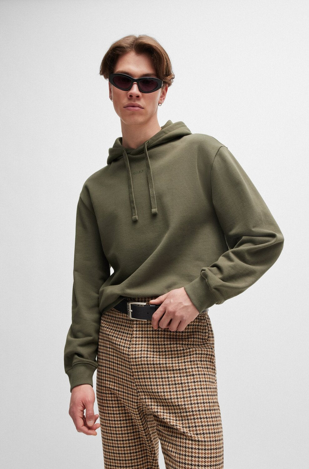 HUGO relaxed fit hoodie-100% Katoen, partcode.71: 96% Katoen, 4% Elastan-HEREN TRUIEN & VESTEN-Groen