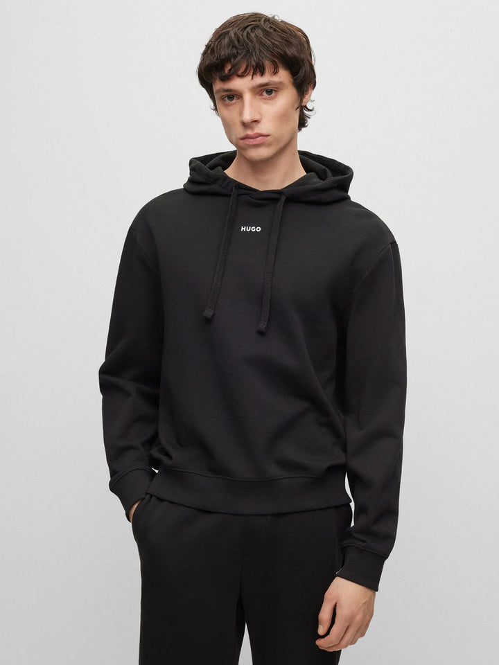 HUGO Relaxed-fit hoodie van katoen DAPO-100% Katoen-HEREN TRUIEN & VESTEN-Zwart