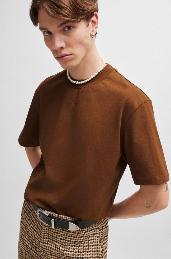 HUGO relaxed fit T-shirt-100% Katoen-HEREN POLO'S & T-SHIRTS-Bruin