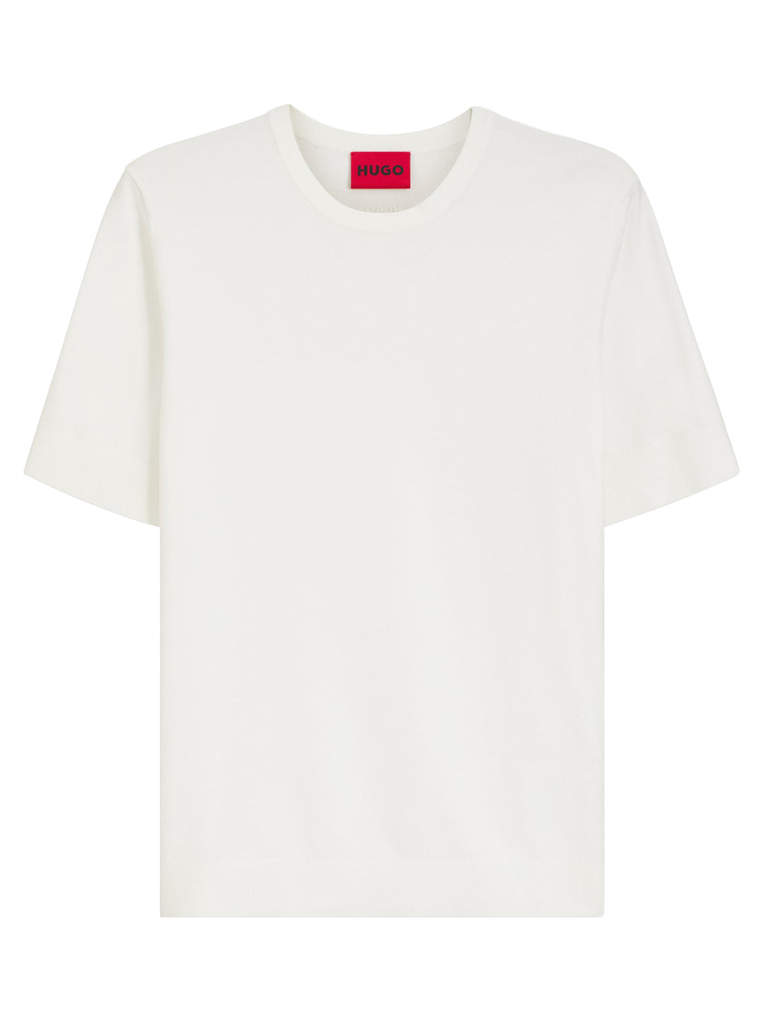 HUGO San Carl-CV Gebreid T-shirt – Wit-72% viscose, 28% polyester-HEREN POLO'S & T-SHIRTS-Wit