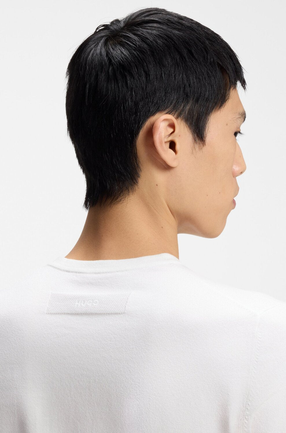 HUGO San Carl-CV Gebreid T-shirt – Wit-72% viscose, 28% polyester-HEREN POLO'S & T-SHIRTS-Wit
