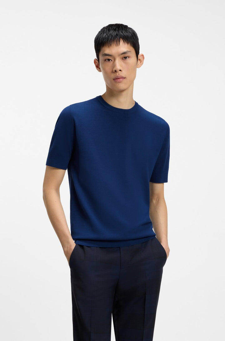 HUGO San Carl-CV T-shirt – Blauw-72% viscose, 28% polyester-HEREN POLO'S & T-SHIRTS-Blauw