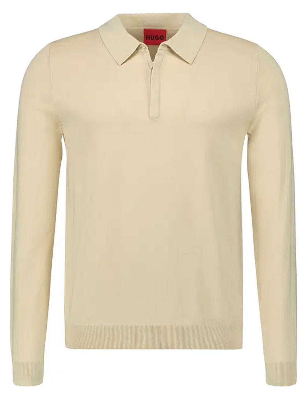 HUGO Slim-fit gebreide polotrui-72% Viscose, 28% Polyester-HEREN TRUIEN & VESTEN-Beige