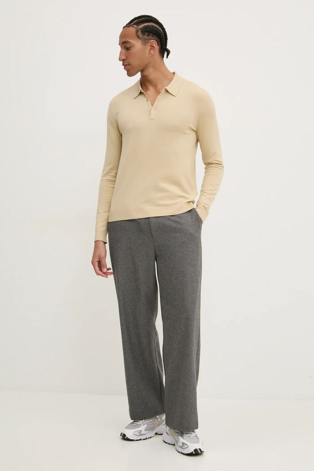 HUGO Slim-fit gebreide polotrui-72% Viscose, 28% Polyester-HEREN TRUIEN & VESTEN-Beige