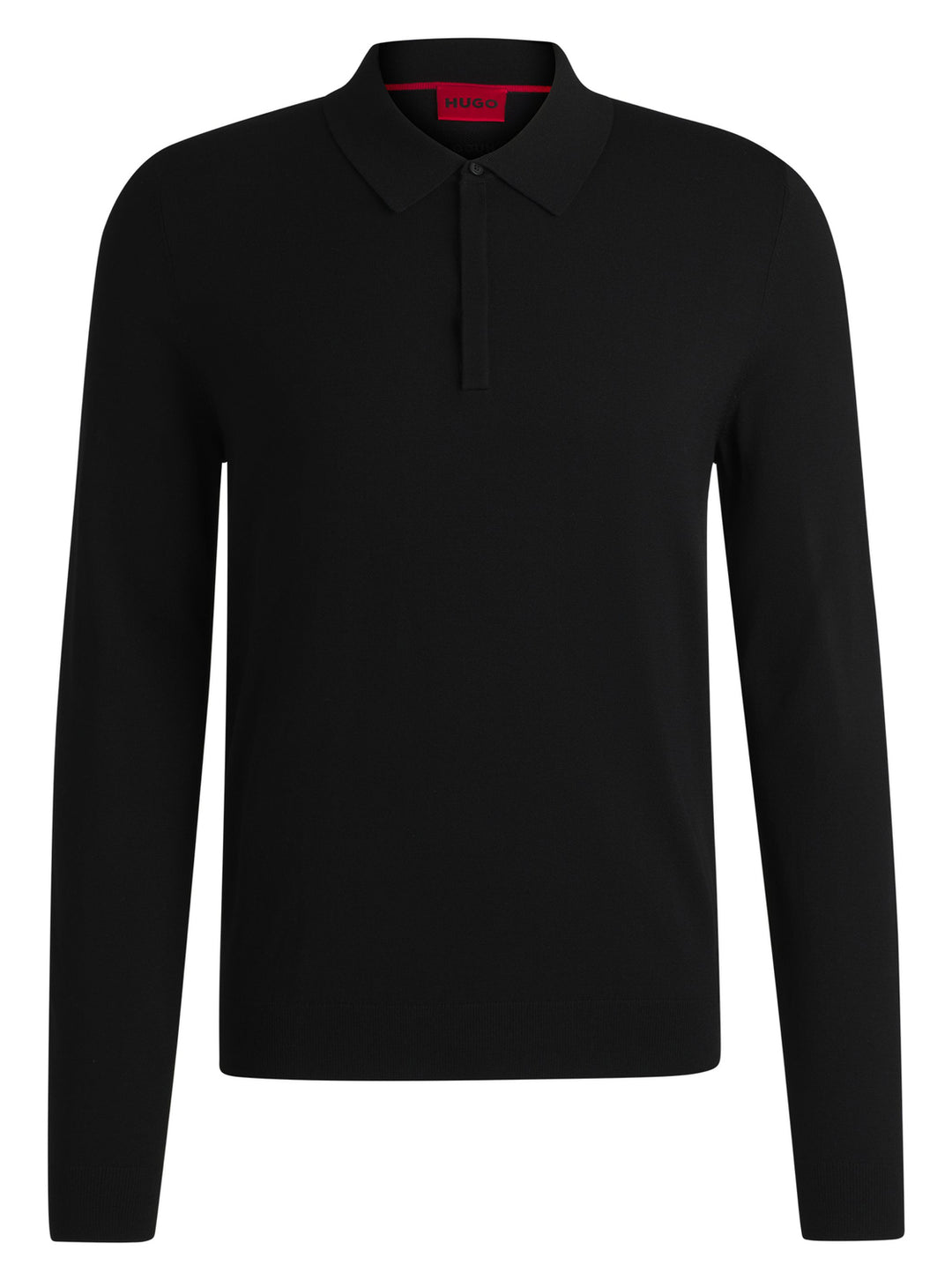 HUGO Slim-fit gebreide polotrui -72% Viscose, 28% Polyester-HEREN TRUIEN & VESTEN-Zwart