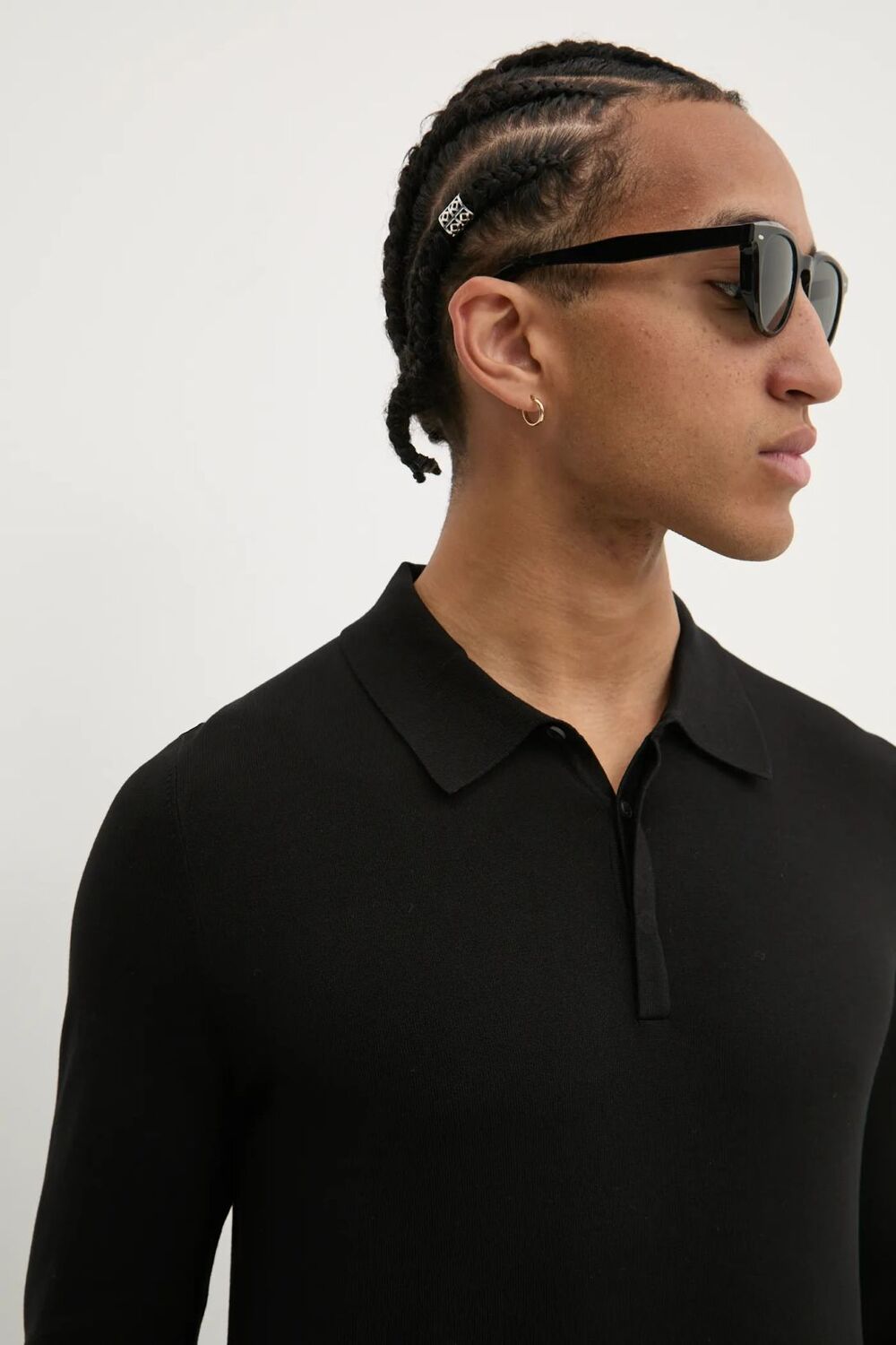 HUGO Slim-fit gebreide polotrui -72% Viscose, 28% Polyester-HEREN TRUIEN & VESTEN-Zwart