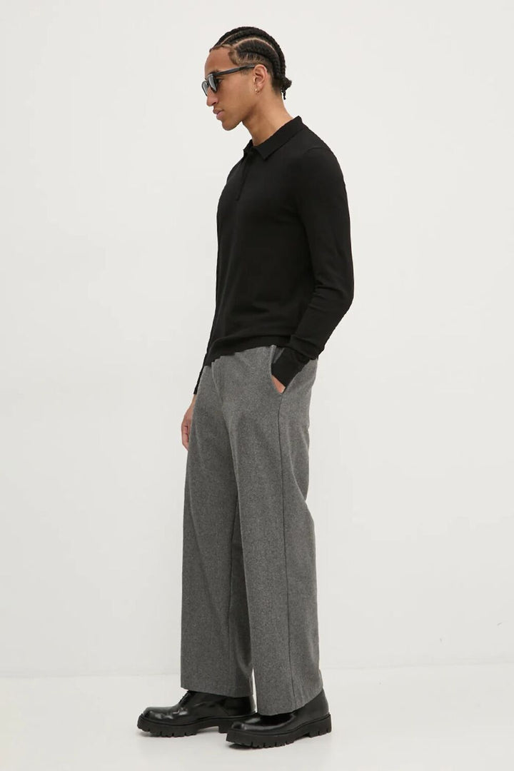 HUGO Slim-fit gebreide polotrui -72% Viscose, 28% Polyester-HEREN TRUIEN & VESTEN-Zwart