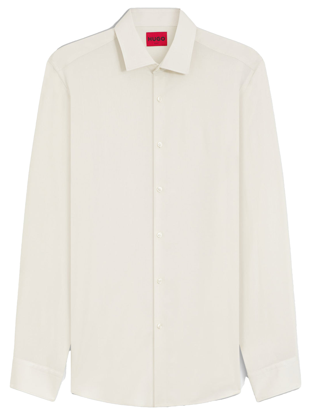 HUGO Slim Fit Overhemd Gewassen Satijn – Room-100% viscose-HEREN SHIRTS-Room