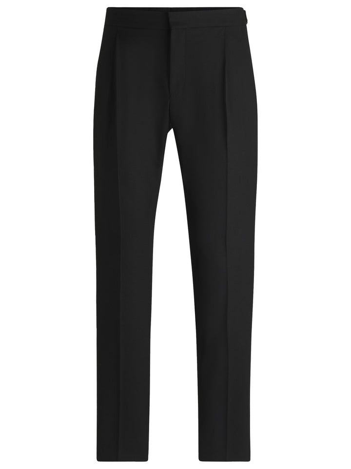 HUGO slim fit smoking pantalon-51% Wol<br />44% Polyester<br />5% Elastaan-HEREN GELEGENHEIDSKLEDING-Zwart