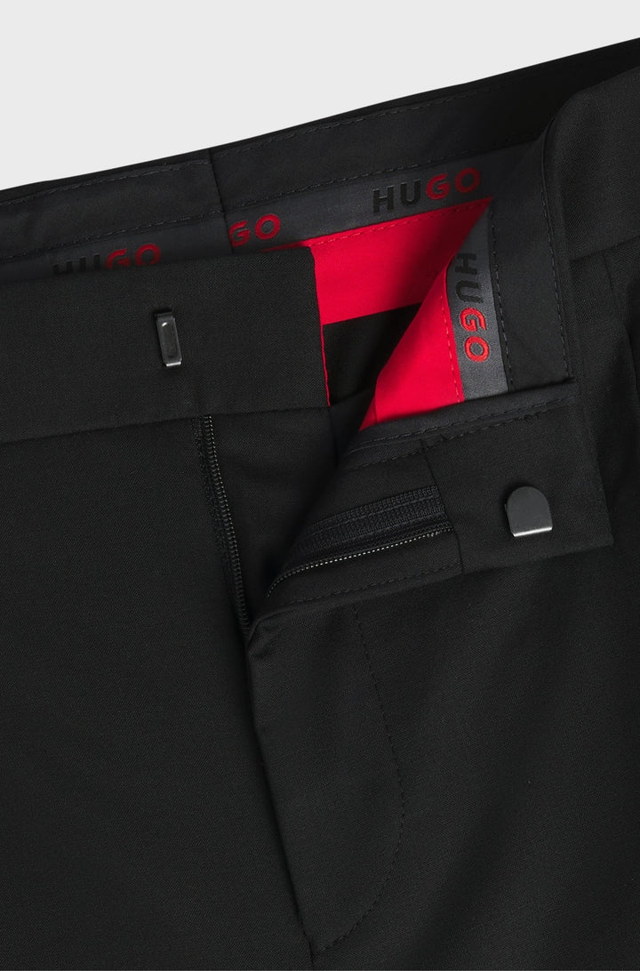 HUGO slim fit smoking pantalon-51% Wol<br />44% Polyester<br />5% Elastaan-HEREN GELEGENHEIDSKLEDING-Zwart