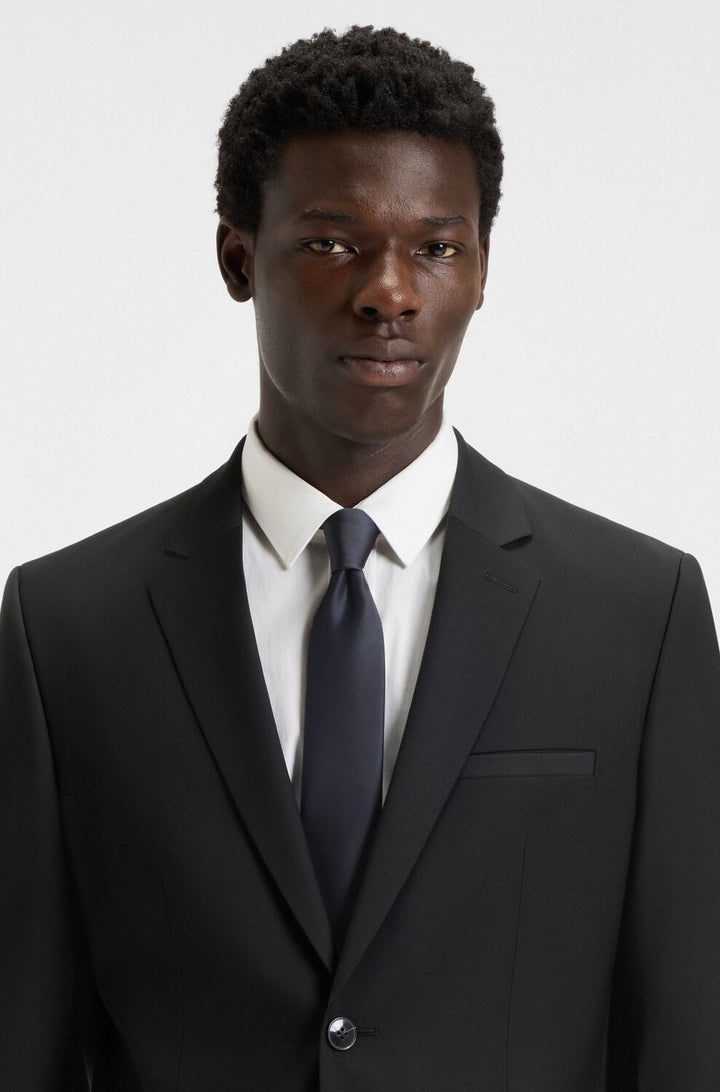 HUGO stropdas zijdemix – Blauw-52% zijde, 48% polyester-HEREN DAS/ STRIK/POCHETTE-Blauw