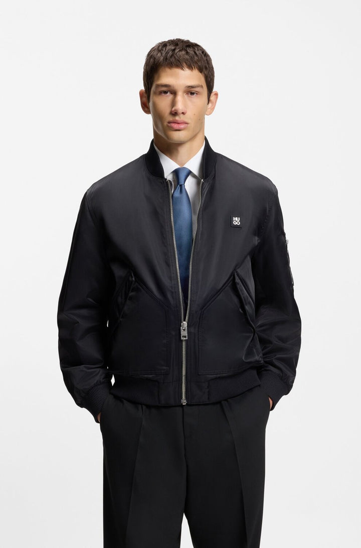 HUGO stropdas zijdemix jacquardstructuur – Blauw-57% zijde, 43% polyester-HEREN DAS/ STRIK/POCHETTE-Blauw