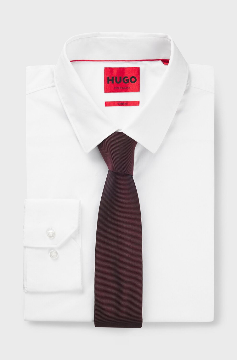 HUGO stropdas zijdemix jacquardstructuur – Bruin-57% zijde, 43% polyester-HEREN DAS/ STRIK/POCHETTE-Bruin