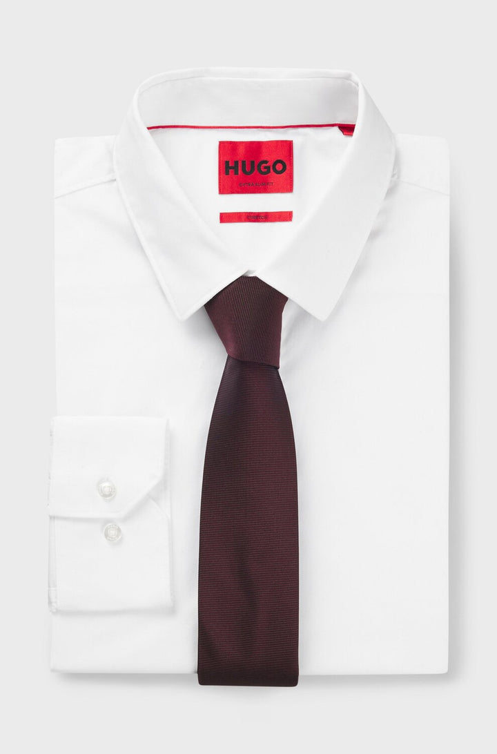 HUGO stropdas zijdemix jacquardstructuur – Bruin-57% zijde, 43% polyester-HEREN DAS/ STRIK/POCHETTE-Bruin