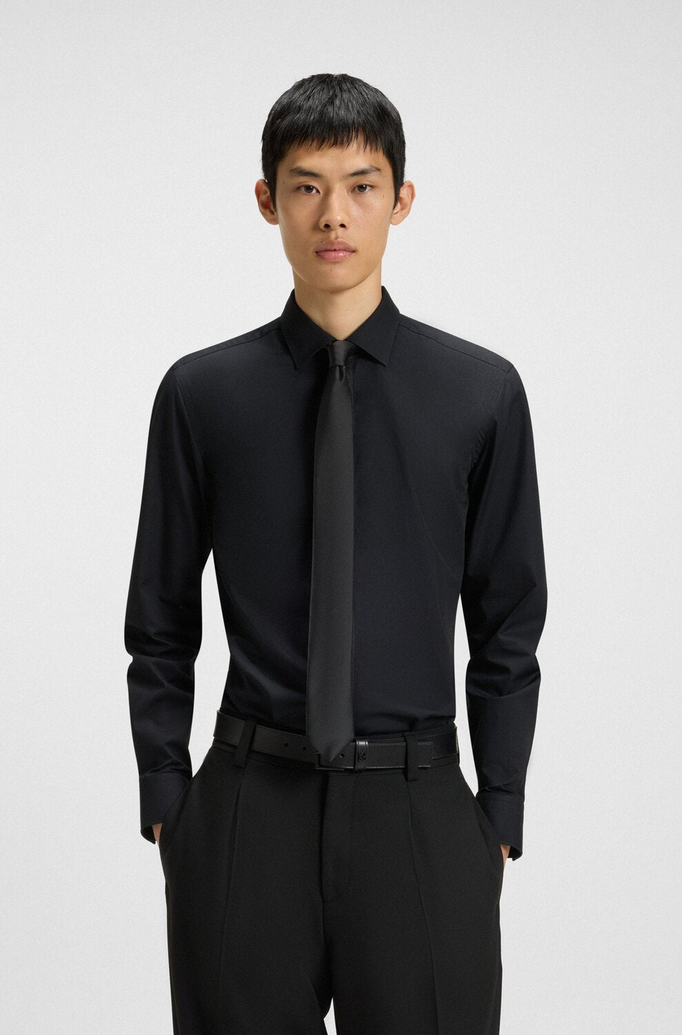 HUGO stropdas zijdemix – Zwart-52% zijde, 48% polyester-HEREN DAS/ STRIK/POCHETTE-Zwart