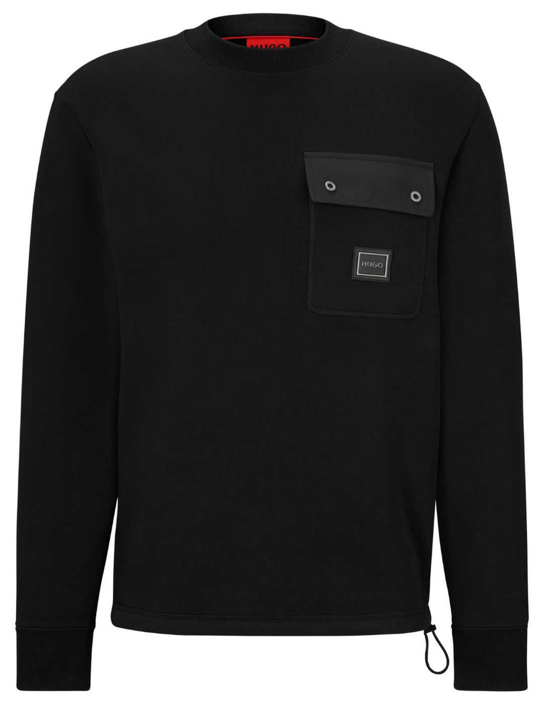 HUGO sweater DHALULI-78% katoen, 17% polyester, 5% elasthaan-HEREN TRUIEN & VESTEN-Zwart